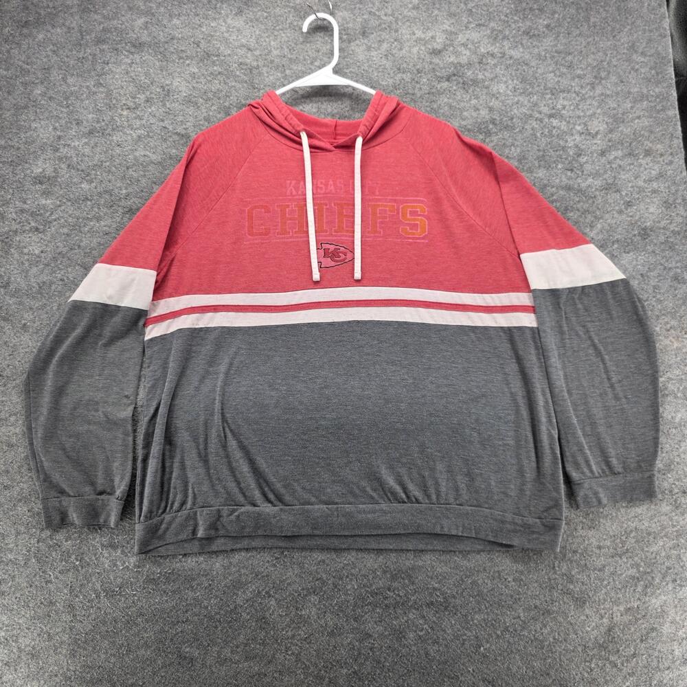 Kansas City Chiefs Hoodie Womens 2XL Red Gray NFL Football Pullover Team Apparel